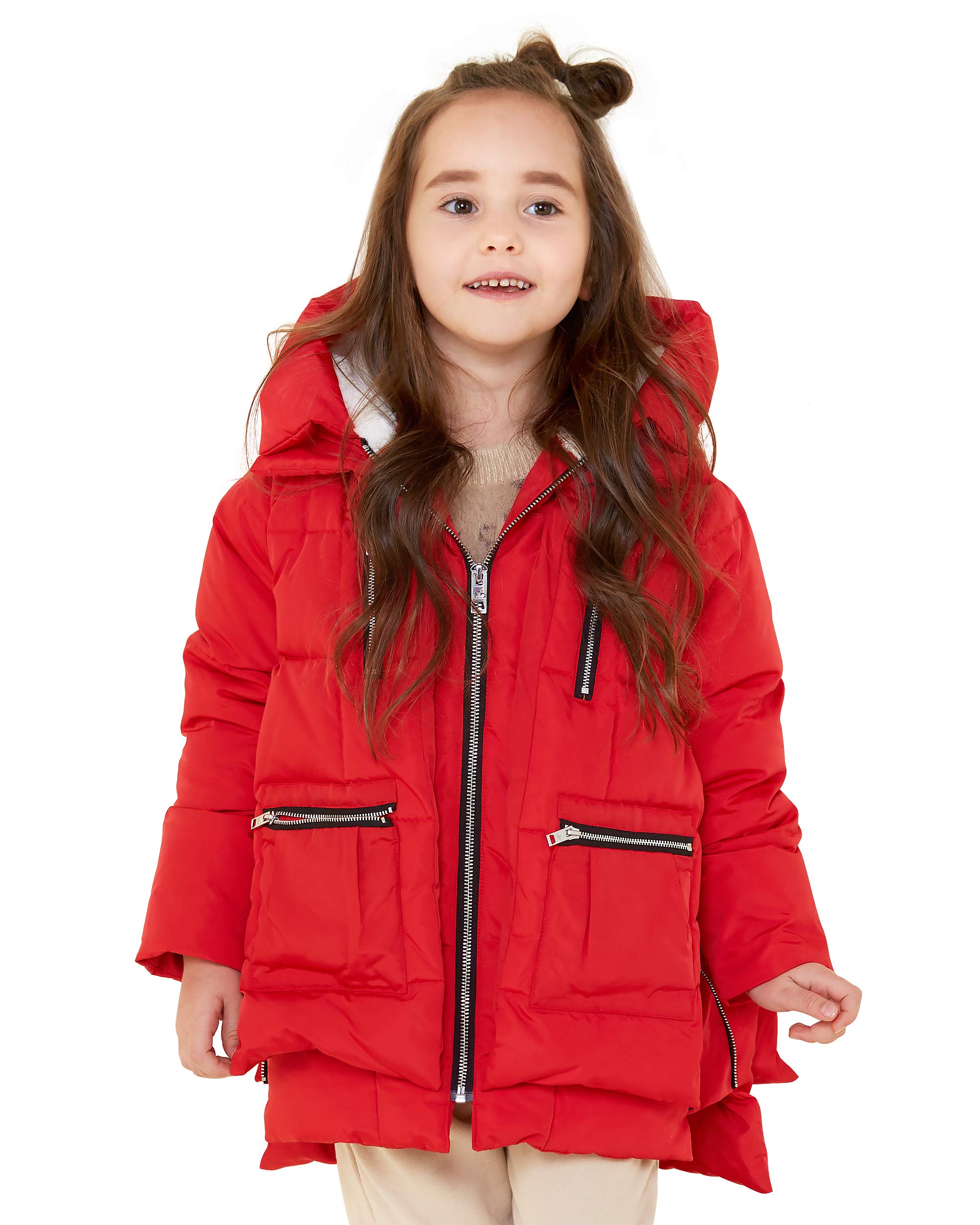 Orolay Children Hooded Down Coat Girl's Quilted Puffer Jacket Boy's Winter Jackets Red 120CM