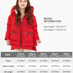 Orolay Children Hooded Down Coat Girl's Quilted Puffer Jacket Boy's Winter Jackets Red 120CM