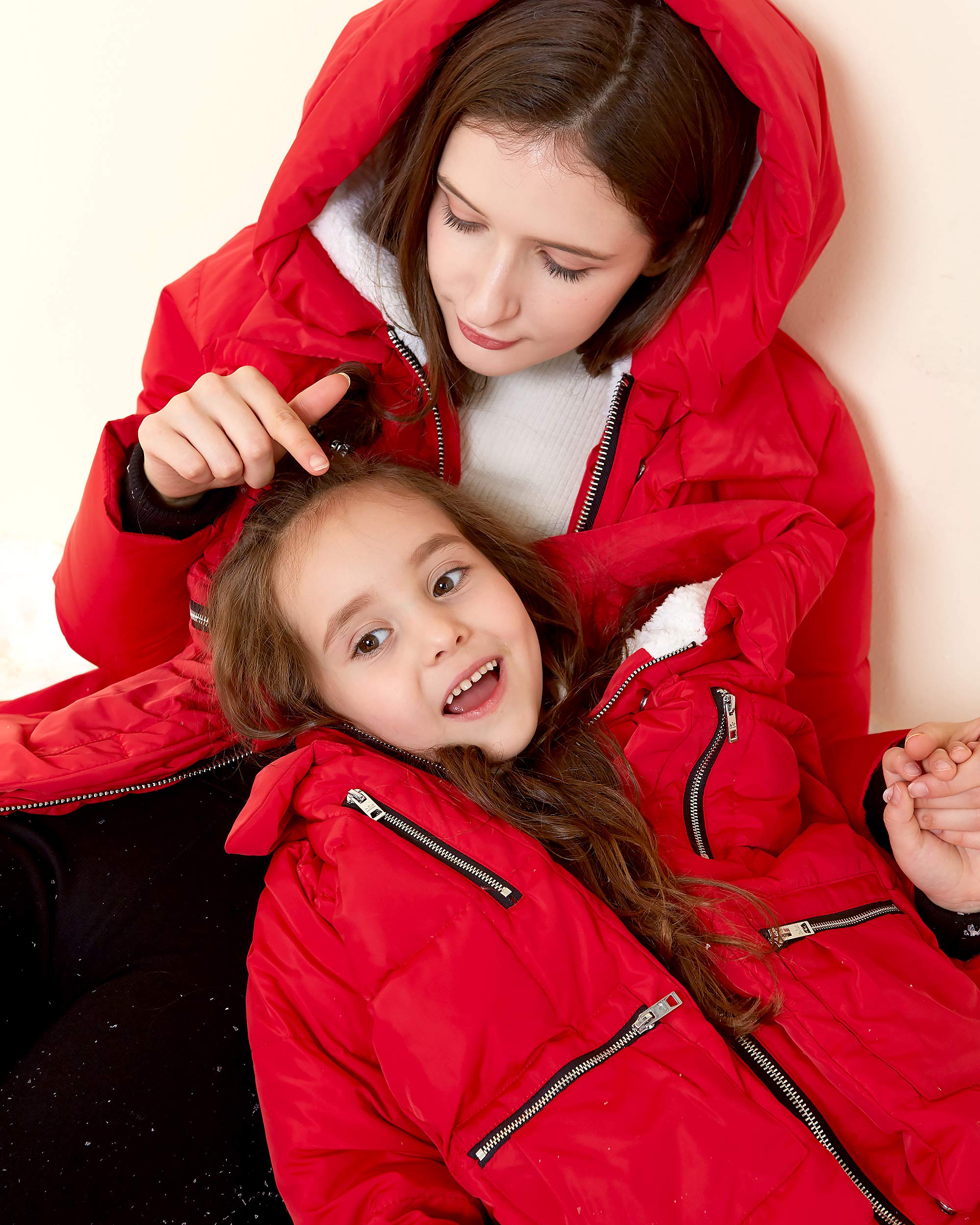 Orolay Children Hooded Down Coat Girl's Quilted Puffer Jacket Boy's Winter Jackets Red 120CM