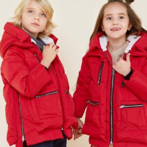 Orolay Children Hooded Down Coat Girl's Quilted Puffer Jacket Boy's Winter Jackets Red 120CM