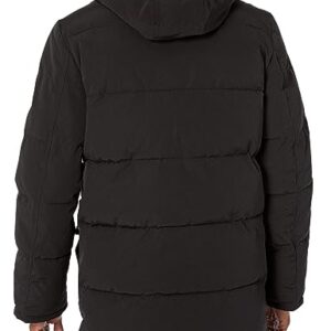 Tommy Hilfiger mens Arctic Cloth Full Length Quilted Snorkel Jacket Down Alternative Outerwear Coat, Black, Large US