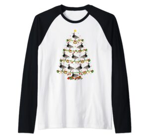 funny xmas lighting santa canada-goose bird christmas tree raglan baseball tee