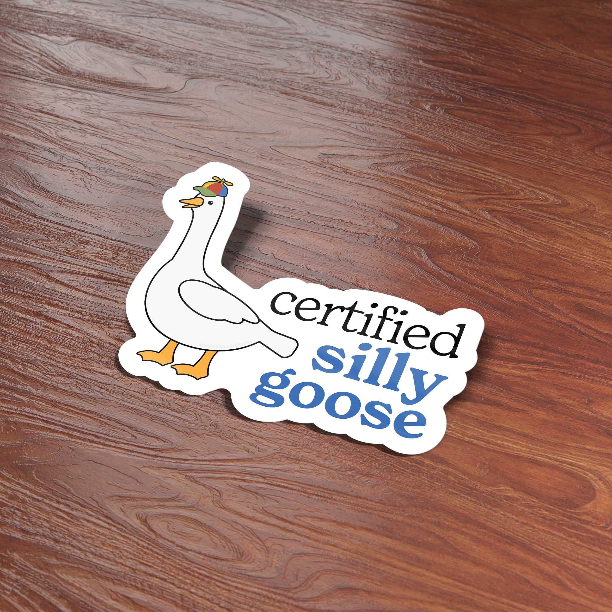 Certified Silly Goose Sticker for Water Bottle - Funny Meme Decal - Cute Propeller Hat Sticker for Tumblers