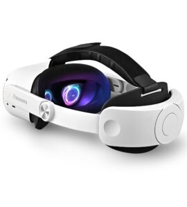 transnovo compatible with oculus quest 2 head strap, vr accessory for meta quest 2, one-button retractable lightweight elite strap,enhanced comfort support and gaming immersion in vr —— white button