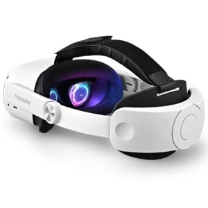 TRANSNOVO Compatible with Oculus Quest 2 Head strap, VR Accessory for Meta Quest 2, One-Button Retractable Lightweight Elite Strap,Enhanced Comfort Support and Gaming Immersion in VR —— White Button