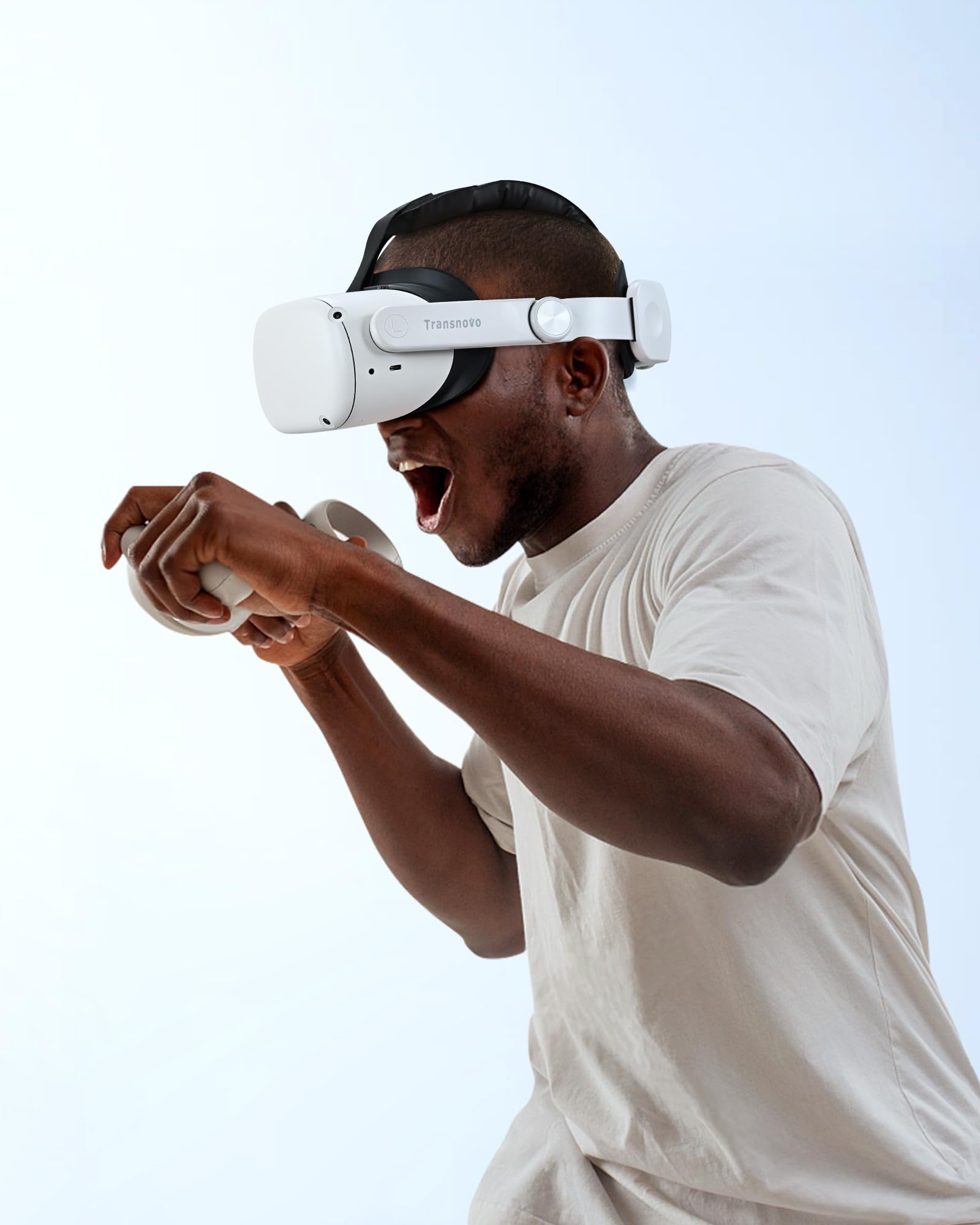 TRANSNOVO Compatible with Oculus Quest 2 Head strap, VR Accessory for Meta Quest 2, One-Button Retractable Lightweight Elite Strap,Enhanced Comfort Support and Gaming Immersion in VR —— White Button