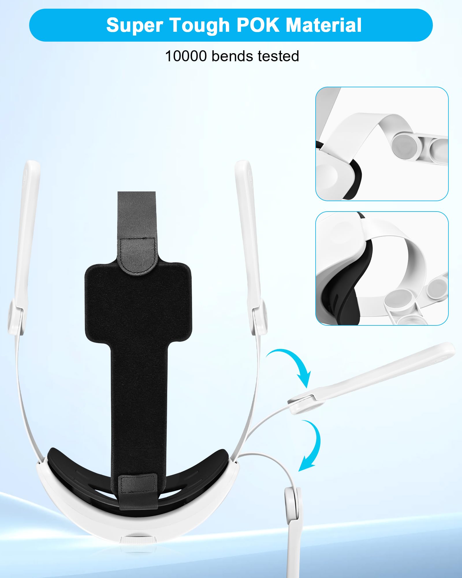 TRANSNOVO Compatible with Oculus Quest 2 Head strap, VR Accessory for Meta Quest 2, One-Button Retractable Lightweight Elite Strap,Enhanced Comfort Support and Gaming Immersion in VR —— White Button