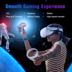 VR Link Cable for Meta Oculus Quest 2 / Quest Pro, 16FT (5M) Virtual Reality Headset Cord Access PC VR and Steam VR Games, USB 3.2 Gen 1 High Speed Data Transfer Brings You Smooth, HD VR experience