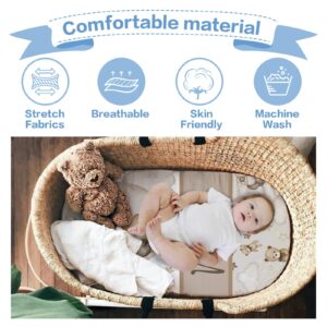 Personalized Bassinet Sheet Set 2 Pack for Baby, Custom Bassinet Mattress Sheets with Name, Universal Fitted for Various Cradle Mattress Pad, Blue & Brown Bear Bassinet Sheets for Boys (16" x 32")