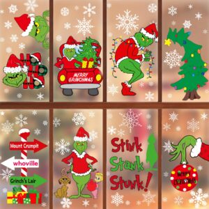 christmas window clings decorations double sided christmas window stickers for glass window christmas decorations indoor home decor snowflake window decal for home school office decorations