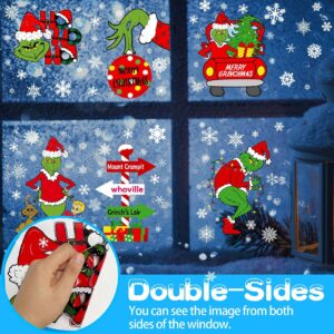 Christmas Window Clings Decorations Double Sided Christmas Window Stickers for Glass Window Christmas Decorations Indoor Home Decor Snowflake Window Decal for Home School Office Decorations