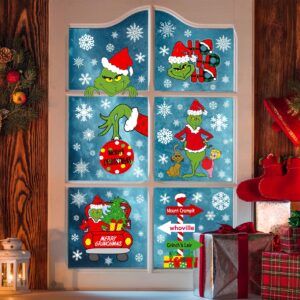 Christmas Window Clings Decorations Double Sided Christmas Window Stickers for Glass Window Christmas Decorations Indoor Home Decor Snowflake Window Decal for Home School Office Decorations