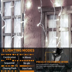 Christmas Lights Outdoor Decorations, 1040LED 100FT 8 Modes Curtain Fairy String Lights Decor with 240 Drops, Plug in Waterproof Timer Memory Function for Christmas Holiday Wedding Party (Cool White)