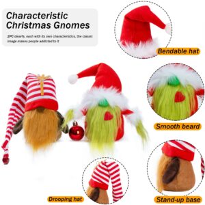 BWFY Christmas Gnomes Decorations 2-Pack Handmade Swedish Tomte Plush Gnomes Scandinavian Santa Elf Christmas Table Tiered Tray Ornament Gnome Christmas Decor Gifts