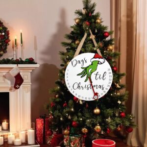 DAZONGE Christmas Decorations Welcome Sign | 2023 Christmas Countdown Advent Calendar for All Ages | 12'' Wooden Christmas Wreath with Easel for Door Wall Mantel Decor | Christmas Decor