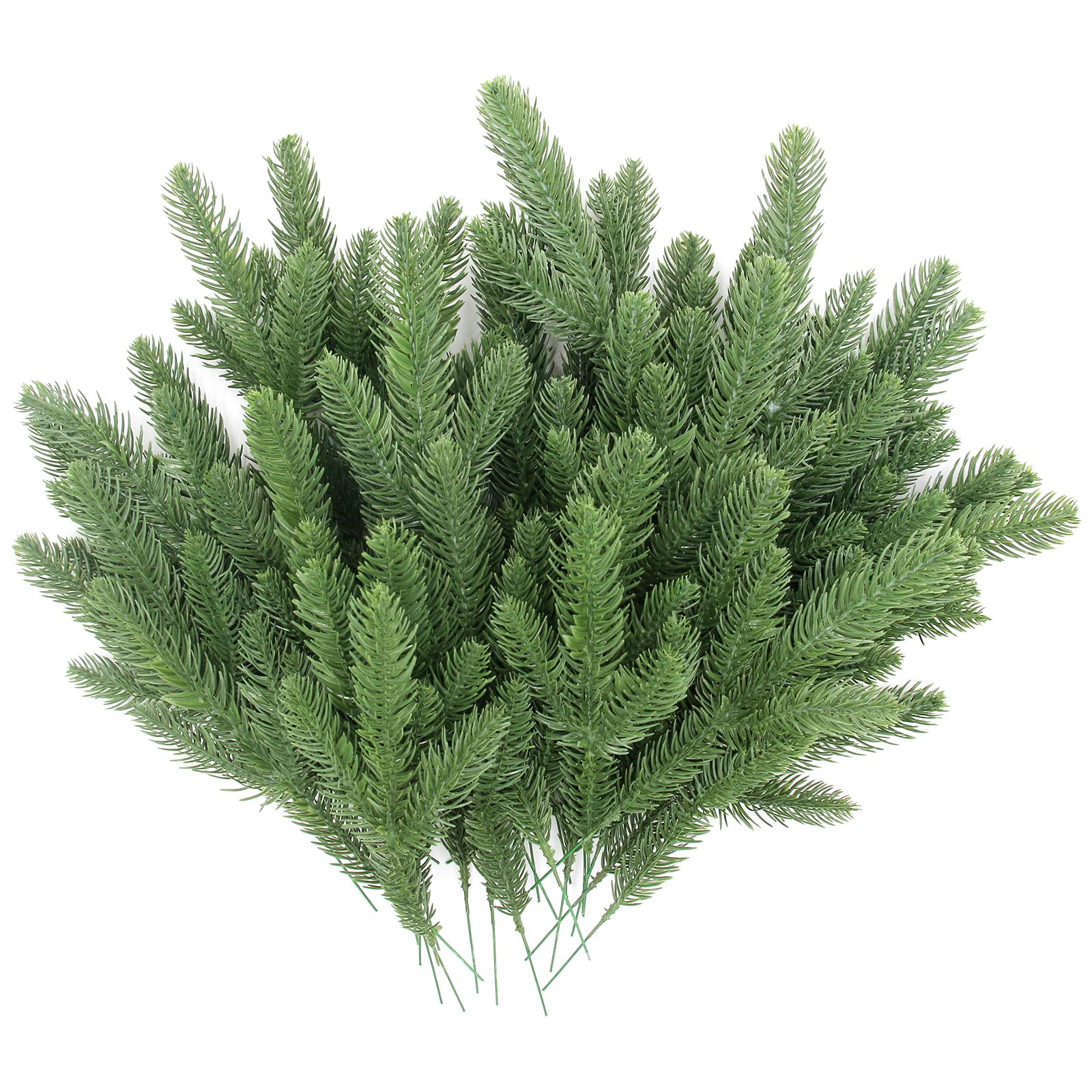 Hananona 50 Pcs Artificial Pine Branches Green Plants Pine Needles DIY Accessories for Garland Wreath Christmas and Home Garden Decor (50, Green)