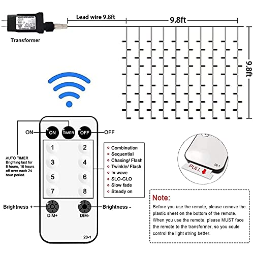 JMEXSUSS 300 LED Remote Control Curtain Lights, Plug in Fairy Curtain Lights Outdoor, Window Wall Hanging Curtain String Lights for Bedroom Backdrop Wedding Party Xmas Indoor Decor, Warm White