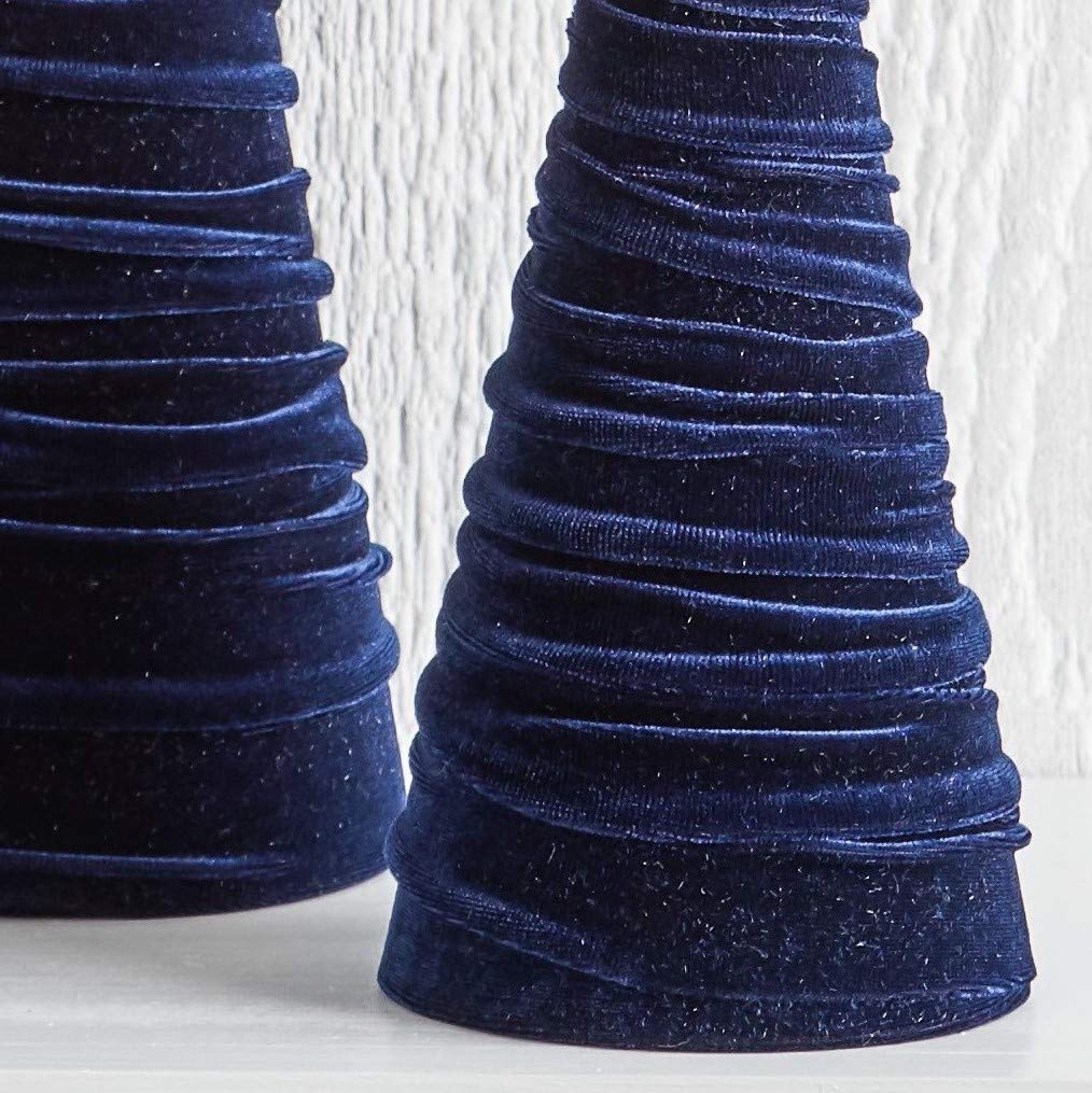 Navy Velvet Cones Set of 3, Mantel decor Holiday Entryway, Minimalist decor, Blue Christmas, Tree Figurines (Navy)