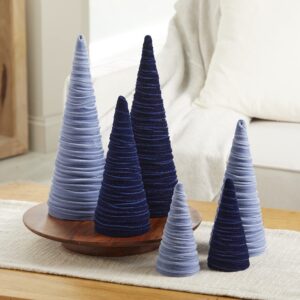 Navy Velvet Cones Set of 3, Mantel decor Holiday Entryway, Minimalist decor, Blue Christmas, Tree Figurines (Navy)