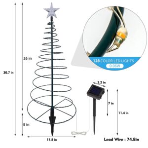 Dynaming 2 Pack Solar Spiral Christmas Trees with Warm White Lights, 26" Outdoor Light Up Xmas Pathway Markers with Stake, Auto On/Off & Waterproof Lights for Winter Patio Yard Walkway Driveway Decor