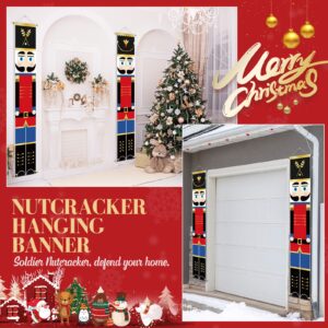 Nutcracker Christmas Decorations Nutcrackers Banners Porch with LED String Lights Xmas Nutcracker Decor Tall Soldier Model Nutcracker Outdoor Banners for Home Front Door Yard Holiday Party (White)