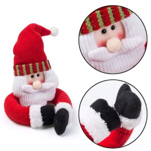 Ogrmar 2 Pack Christmas Curtain Buckle Doll Santa & Snowman Creative Curtain Tieback Hold back Fastener,Christmas Wine Bottle Topper for Xmas Holiday Home Window Decoration (Red and White)