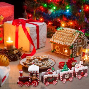 Yulejo Christmas Train Painted Wooden Christmas Decoration Mini Christmas Tree Train Christmas Decorations Wood Train Decor for Xmas Table Top Ornament for Festival Party Decor (Santa Claus, Red)