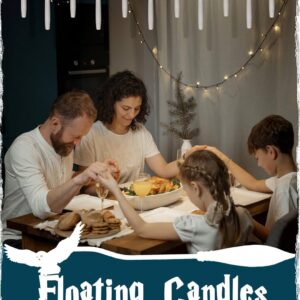 Leejec Floating Candles with Magic Wand Remote (6/18H Timer), 20pcs 6.1” Hanging Flameless Taper Candles, Flickering Warm Light, Halloween Christmas Classroom Windows Wedding Party Decor(White)