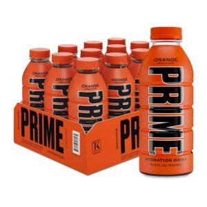 prime hydration orange | sports drinks | electrolyte enhanced for ultimate hydration | 250mg bcaas | b vitamins | antioxidants | 2g of sugar | 16.9 fluid ounce | 12 pack