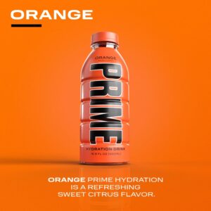 PRIME Hydration ORANGE | Sports Drinks | Electrolyte Enhanced for Ultimate Hydration | 250mg BCAAs | B Vitamins | Antioxidants | 2g Of Sugar | 16.9 Fluid Ounce | 12 Pack