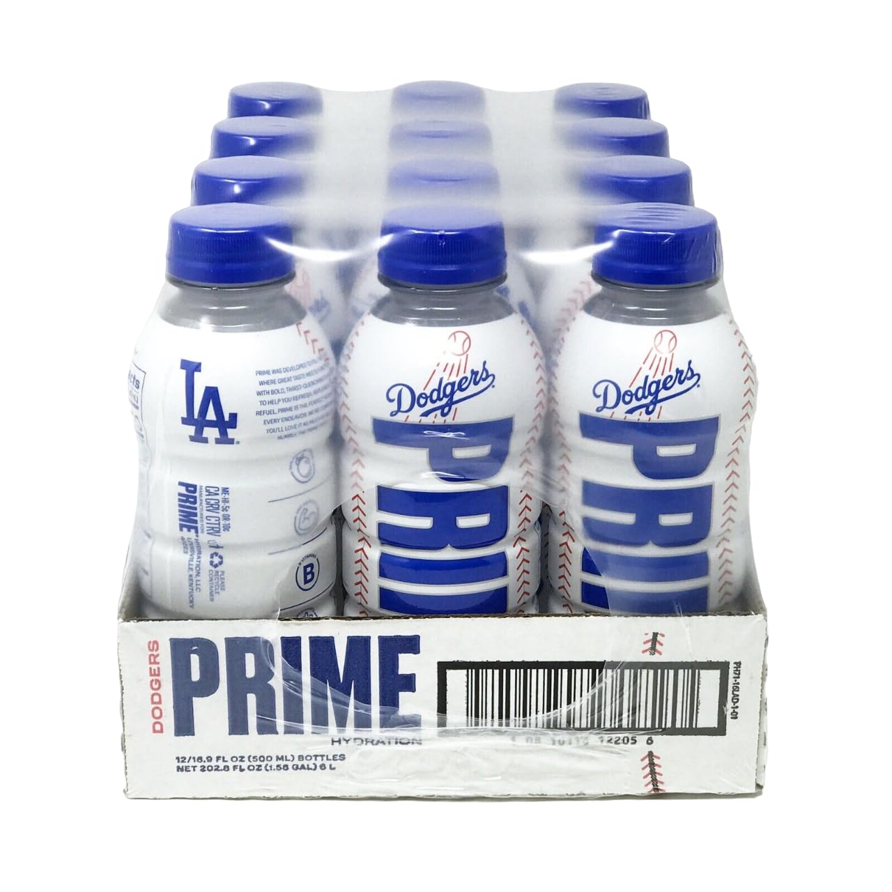 Prime Sports Drink Special Edition EXCLUSIVE Dodgers 12 pack (case) of 16.9FL oz Hydration Beverage. With ClubGoods sticker.