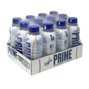 Prime Sports Drink Special Edition EXCLUSIVE Dodgers 12 pack (case) of 16.9FL oz Hydration Beverage. With ClubGoods sticker.