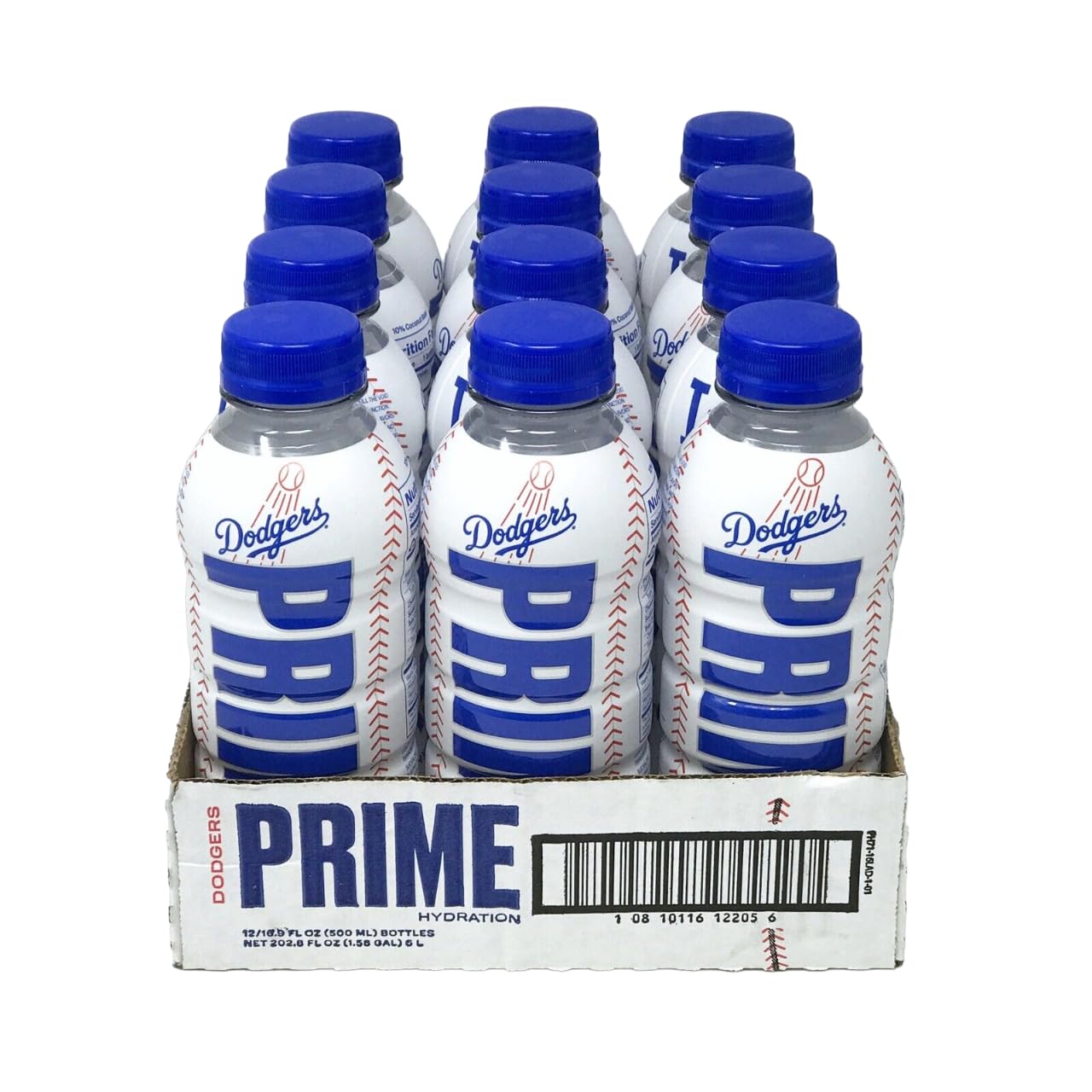 Prime Sports Drink Special Edition EXCLUSIVE Dodgers 12 pack (case) of 16.9FL oz Hydration Beverage. With ClubGoods sticker.