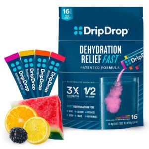 dripdrop hydration - bold variety pack - electrolyte drink mix single serve hydration powder packets - watermelon, berry, lemon, orange | non-gmo, gluten free, vegan | 16 sticks