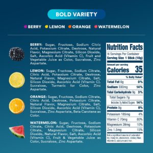 DripDrop Hydration - Bold Variety Pack - Electrolyte Drink Mix Single Serve Hydration Powder Packets - Watermelon, Berry, Lemon, Orange | Non-GMO, Gluten Free, Vegan | 16 Sticks