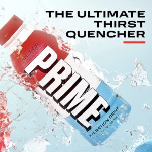 Prime Hydration Drink Sports Beverage "ICE POP," Naturally Flavored, 10% Coconut Water, 250mg BCAAs, B Vitamins, Antioxidants, 834mg Electrolytes, Only 20 Calories per 16.9 Fl Oz Bottle (Pack of 15)