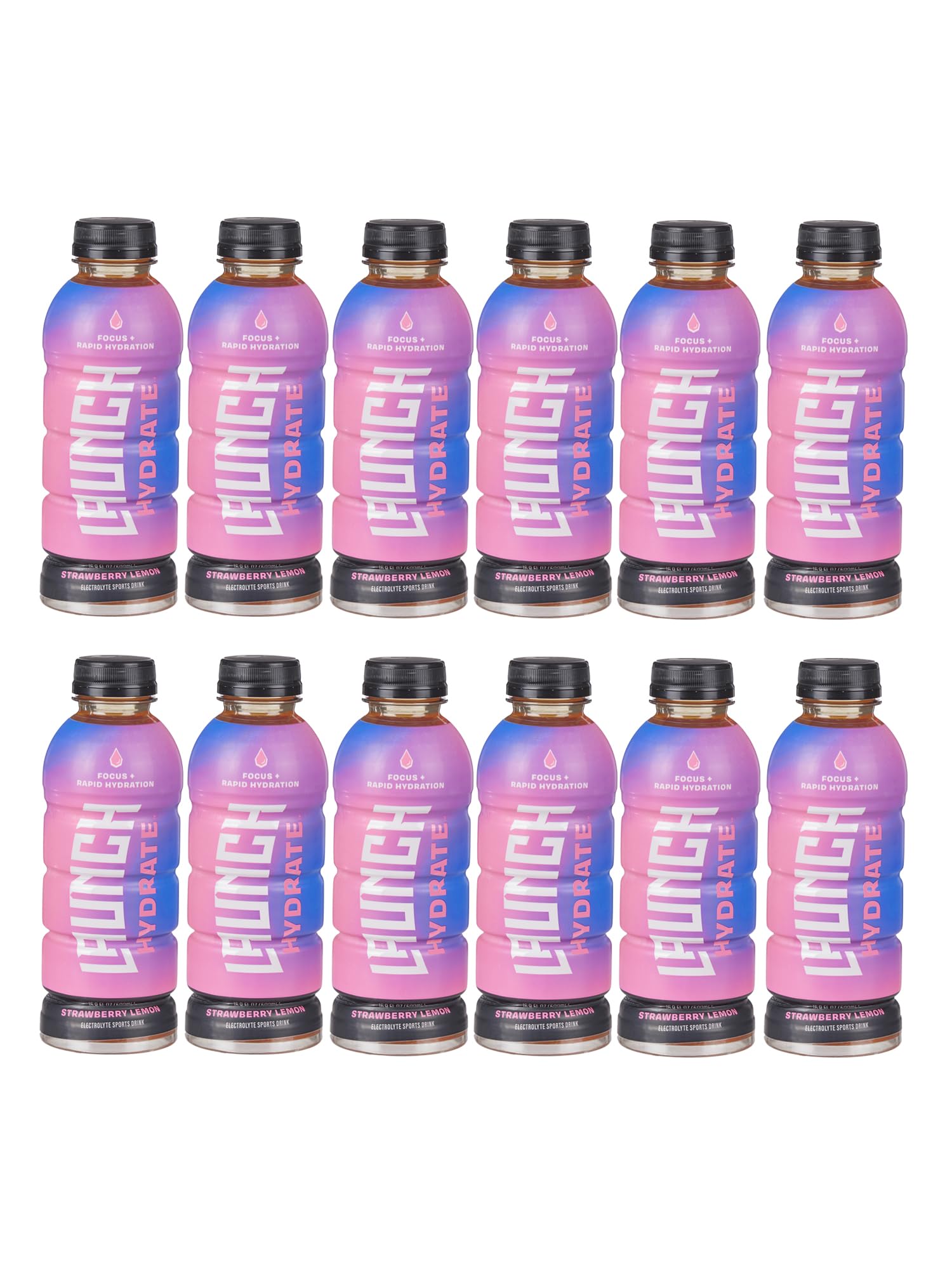 Launch Hydrate Sports Drink, Strawberry Lemon, 16 Fl Oz, Electrolytes, Vitamins and Minerals Packed, Perfect for Athletes, (Pack of 12)