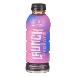 Launch Hydrate Sports Drink, Strawberry Lemon, 16 Fl Oz, Electrolytes, Vitamins and Minerals Packed, Perfect for Athletes, (Pack of 12)