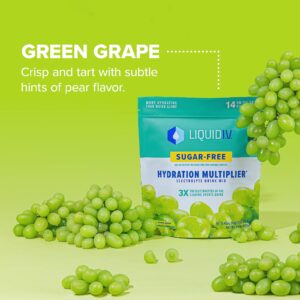 Liquid I.V.® Hydration Multiplier® Sugar-Free - Green Grape - Hydration Powder Packets | Electrolyte Powder Drink Mix | Convenient Single-Serving Sticks | Non-GMO | 14 Servings (Pack of 1)