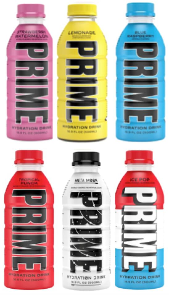 Prime Hydration Sports Drink Assorted Variety Pack - Energy Drink, Electrolyte Beverage - Lemonade, Tropical Punch, Ice pop, Strawberry Watermelon, Meta Moon, & Blue Rasberry - 16.9 Fl Oz - 6 Pack