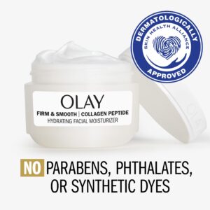 Olay Firm & Smooth Collagen Peptide Face Moisturizer, 2 oz Fragrance Free Firming Face Cream for Hydration and Skin Renewal, Recyclable Eco Jar Packaging