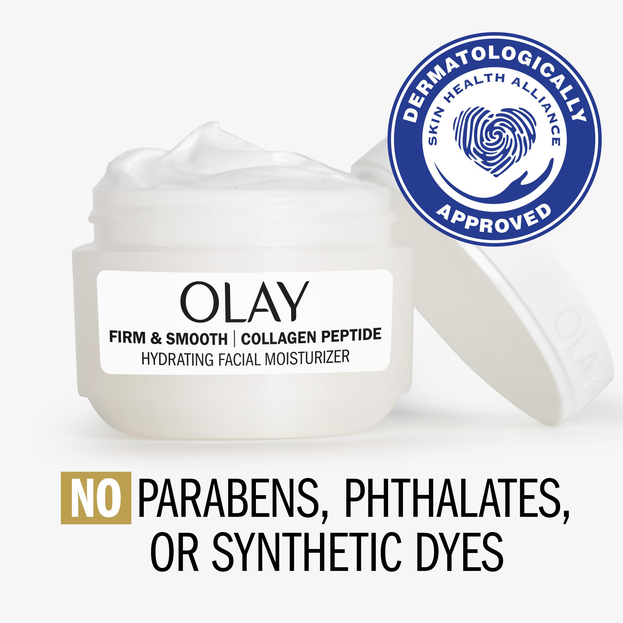 Olay Firm & Smooth Collagen Peptide Face Moisturizer, 2 oz Fragrance Free Firming Face Cream for Hydration and Skin Renewal, Recyclable Eco Jar Packaging