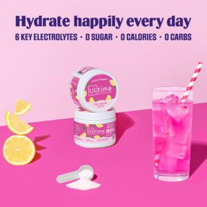 Ultima Replenisher Daily Electrolyte Drink Mix – Pink Lemonade, 30 Serving – Hydration Powder with 6 Key Electrolytes & Trace Minerals – Keto Friendly, Vegan, Non-GMO & Sugar-Free Electrolyte Powder