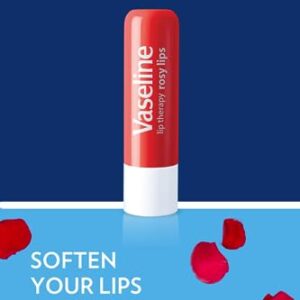 Vaseline Lip Therapy Care Rosy, Fast-Acting Nourishment, Ideal for Chapped, Dry, Cracked, or Damaged Lips, Lip Balm, 4-Pack, 0.16 Oz Each