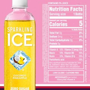 Sparkling Ice Pink Variety Pack, Flavored Sparkling Water, Zero Sugar, and Vitamins and Antioxidants, 17 fl oz, 12 count (Black Cherry, Peach Nectarine, Coconut Pineapple, Pink Grapefruit)