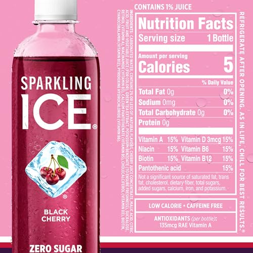 Sparkling Ice Pink Variety Pack, Flavored Sparkling Water, Zero Sugar, and Vitamins and Antioxidants, 17 fl oz, 12 count (Black Cherry, Peach Nectarine, Coconut Pineapple, Pink Grapefruit)