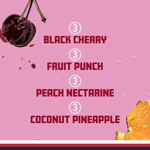 Sparkling Ice Pink Variety Pack, Flavored Sparkling Water, Zero Sugar, and Vitamins and Antioxidants, 17 fl oz, 12 count (Black Cherry, Peach Nectarine, Coconut Pineapple, Pink Grapefruit)