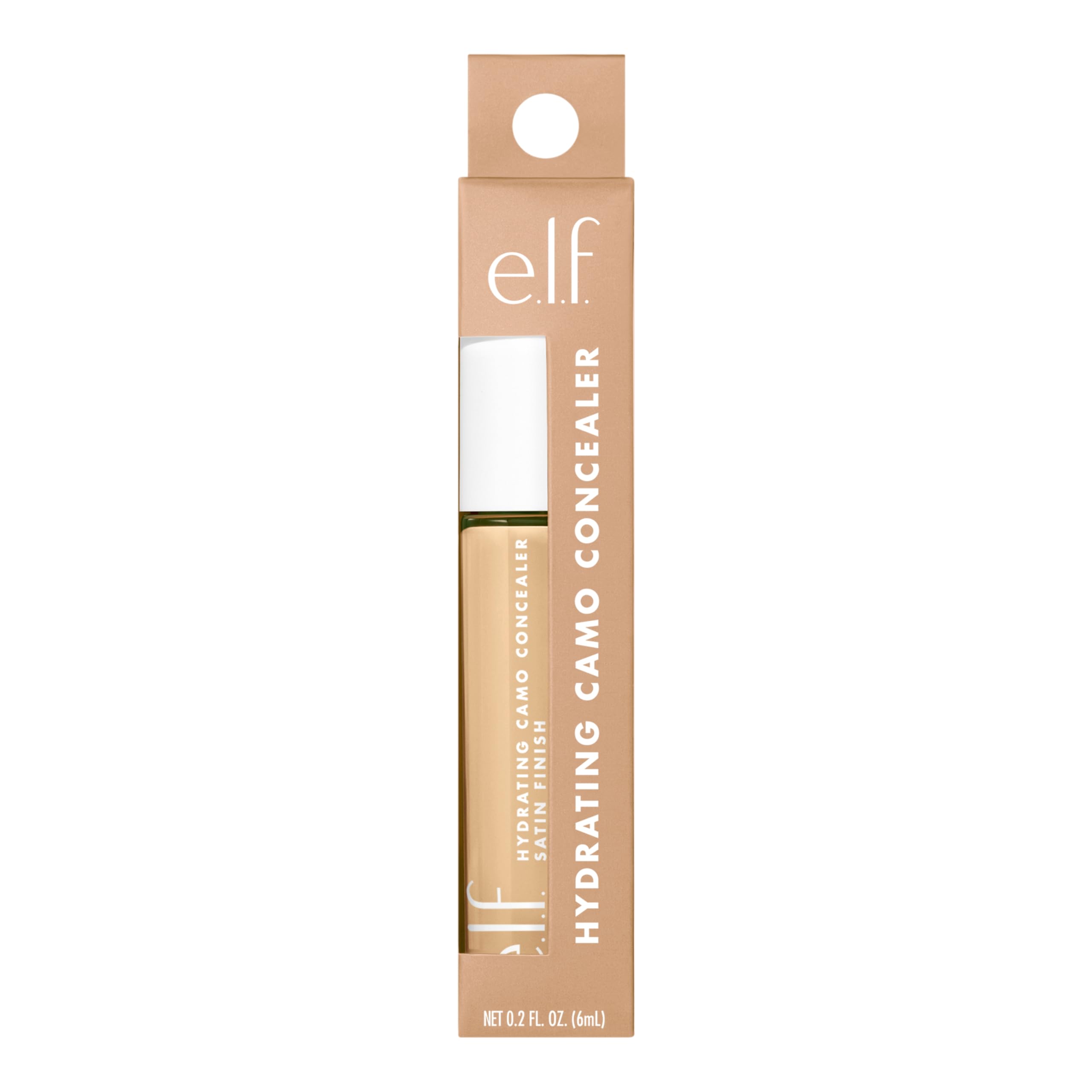 e.l.f. Hydrating Camo Concealer, Satin Finish, 25 Shades, All-Day Wear, Medium Neutral with warm undertones, 0.2 Fl Oz