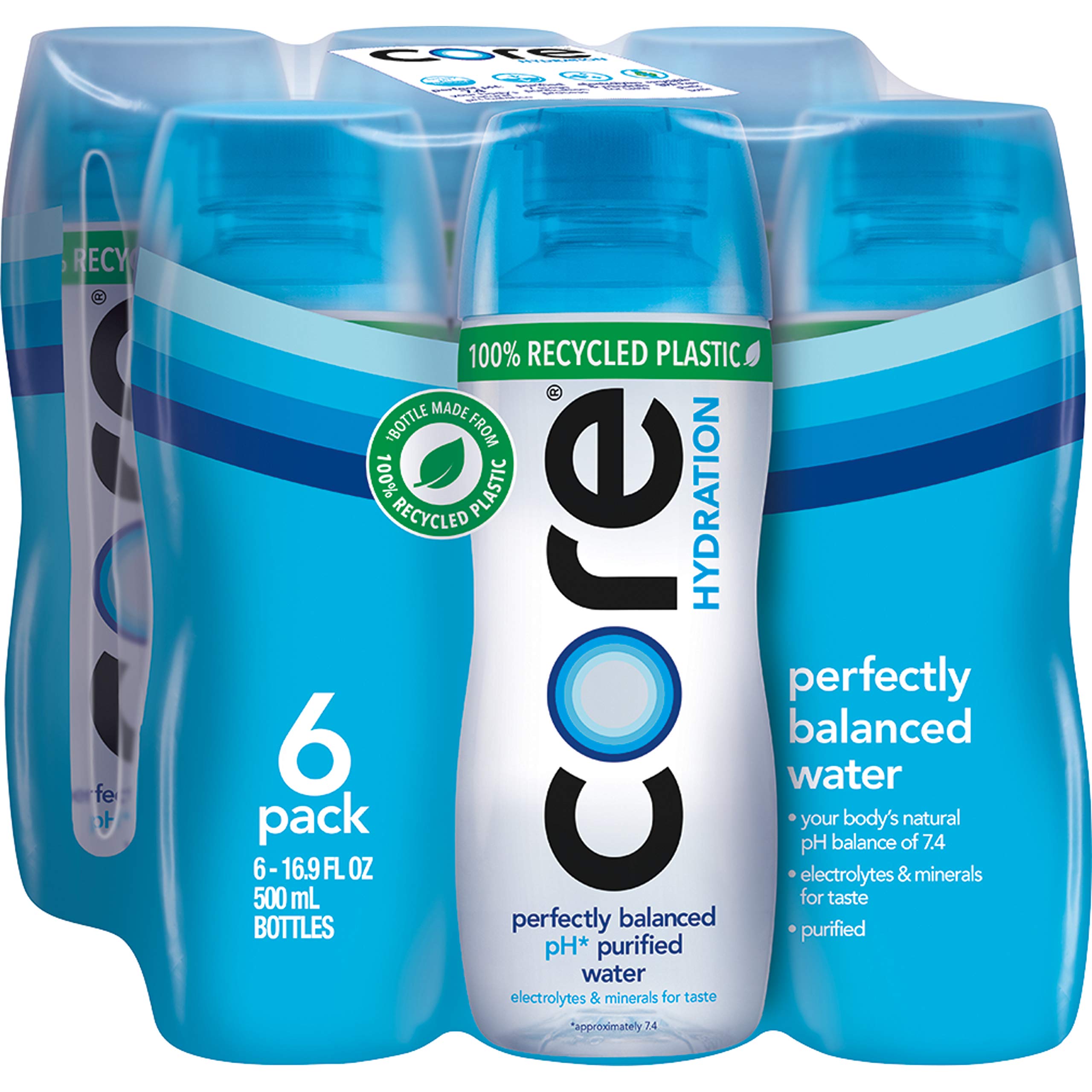 Core Hydration Perfectly Balanced Water, .5 L bottles, 24 Count (4 Packs of 6), USA Gymnastics Official Hydration Partner