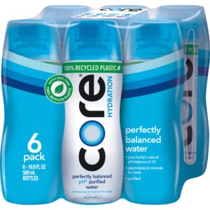 Core Hydration Perfectly Balanced Water, .5 L bottles, 24 Count (4 Packs of 6), USA Gymnastics Official Hydration Partner